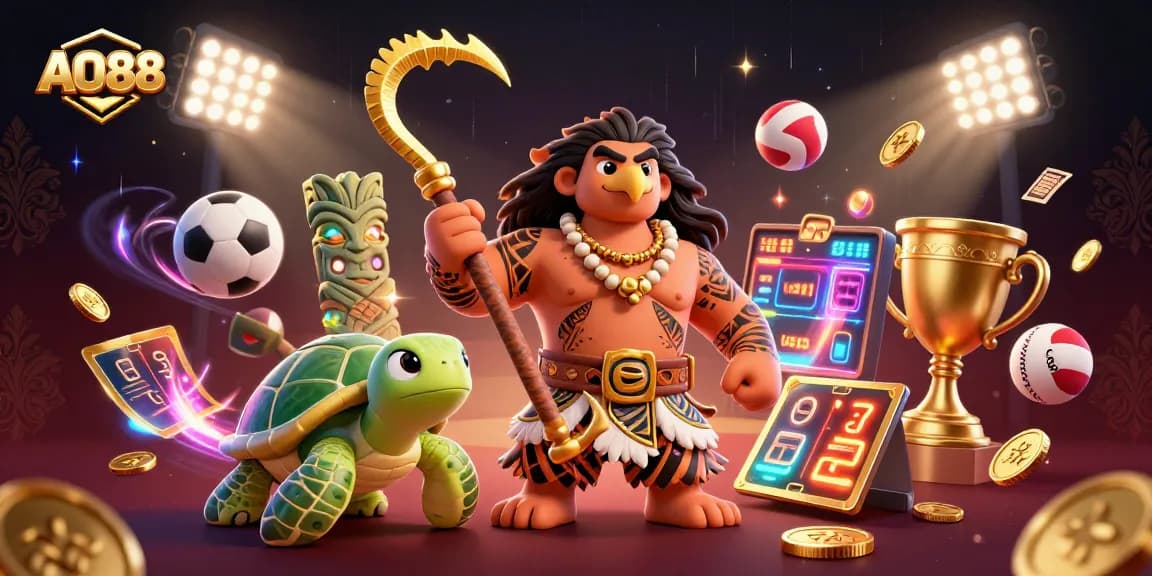 Experience thrilling gameplay at AO88 with vibrant casino elements and engaging characters.