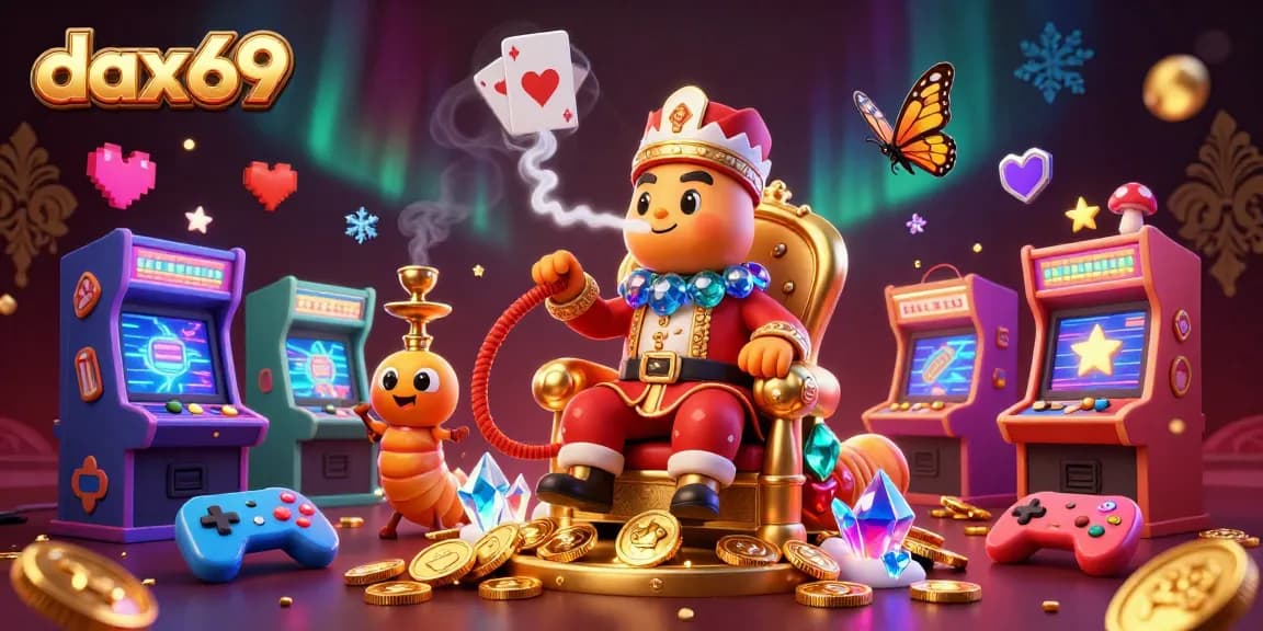 Menggoda para pemain dax69 dengan suasana kasino yang berwarna-warni melalui ilustrasi 3D kartun yang dinamis.