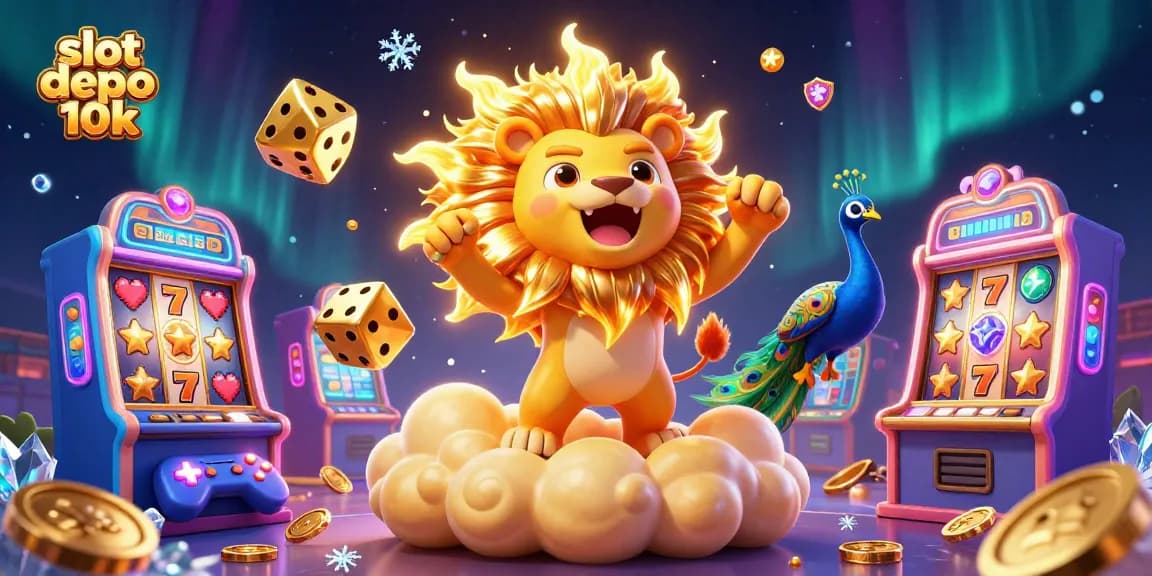 Play colorful slot depo 10k games with exciting visuals and vibrant features in this 3D illustration.