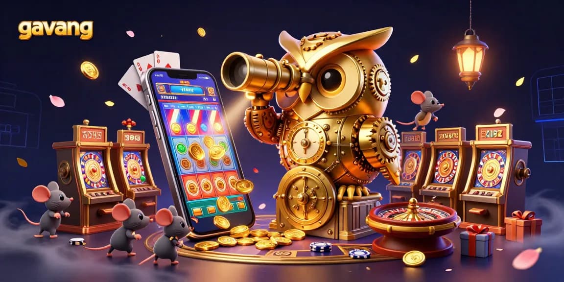 Experience the thrill of gambling as the gavang clockwork owl oversees a vibrant casino scene full of excitement.