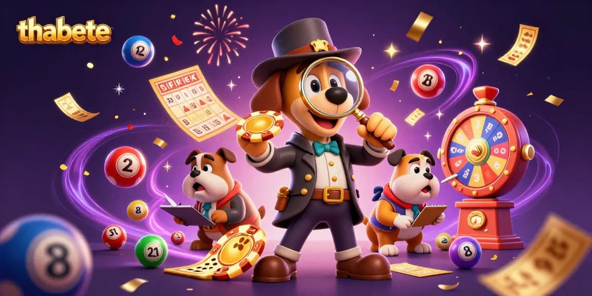 Experience thrilling wins with thabete in this vibrant casino illustration featuring a detective and clues!