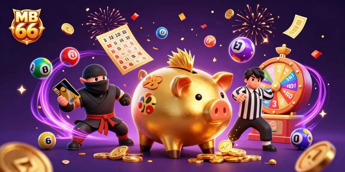 Experience thrilling wins at MB 66 with vibrant gaming elements in a dynamic casino scene.