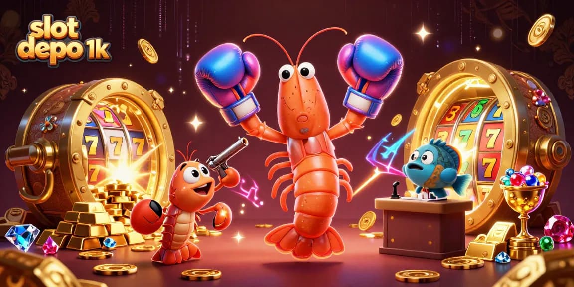 Engage in thrilling gameplay with slot depo 1k, showcasing colorful characters and jackpot excitement.