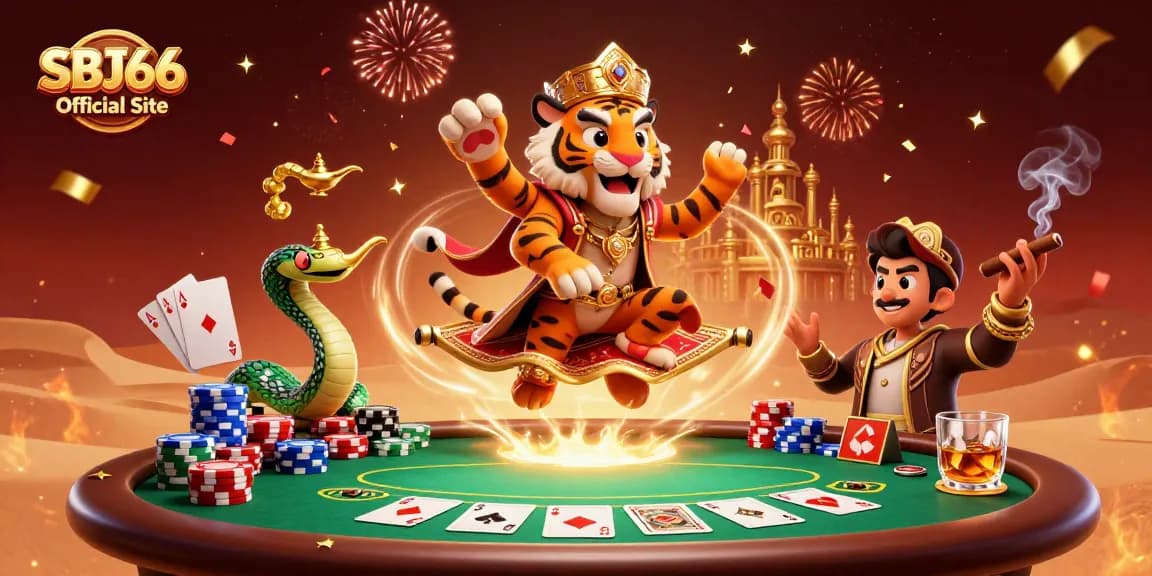 Experience the excitement of SBJ66 Official Site with dynamic game imagery, featuring vibrant casino elements.