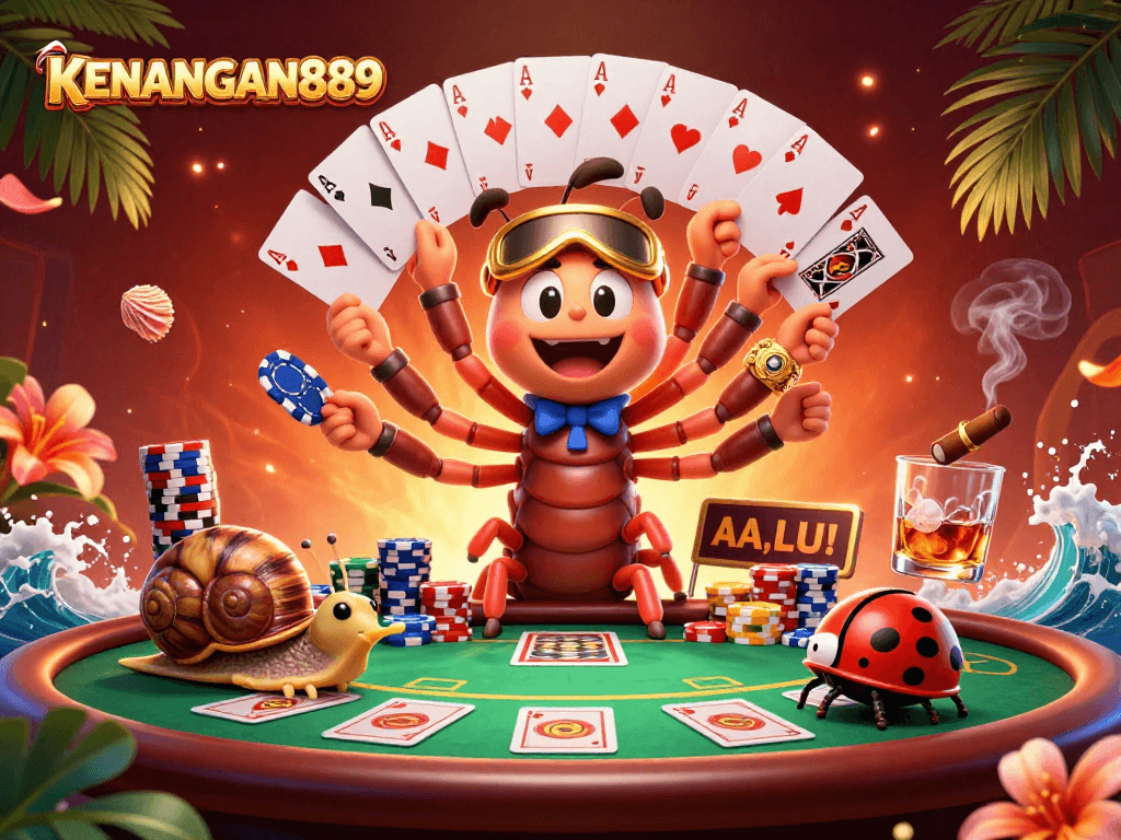 Experience the vibrant world of KENANGAN889 with dynamic casino characters and colorful game elements.