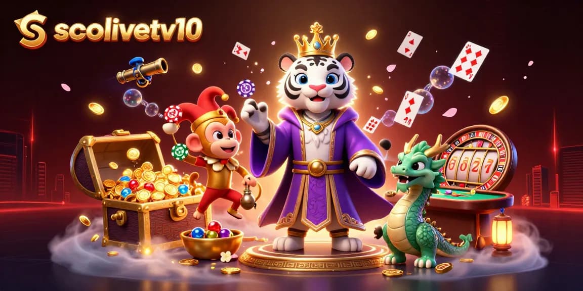 Socolivetv10 celebrates thrilling gaming with vibrant characters, visual excitement, and interactive casino elements.