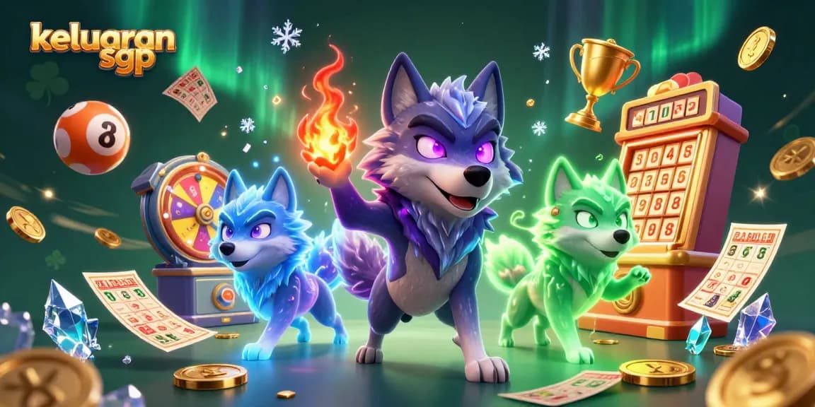 Engage in keluaran sgp with the dynamic illustration of a shadow wolf pack surrounded by lottery elements.