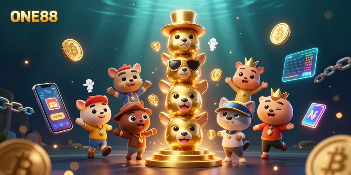 Interact with ONE88's vibrant casino world through 3D characters and crypto elements.