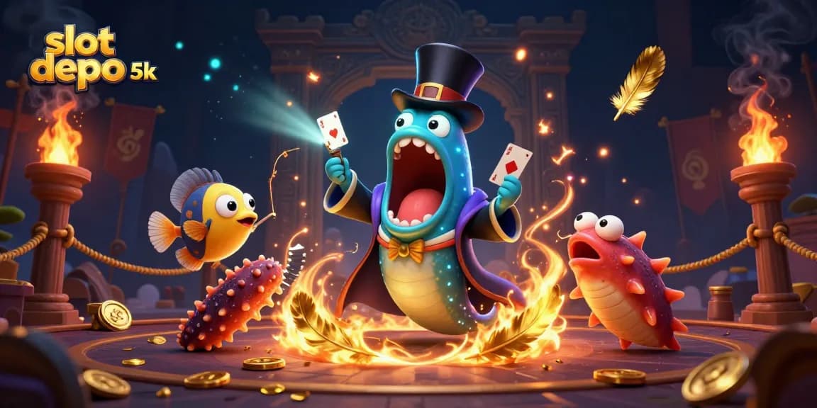 Engage with slot depo 5k in this vibrant 3D casino scene featuring magical sea creatures.