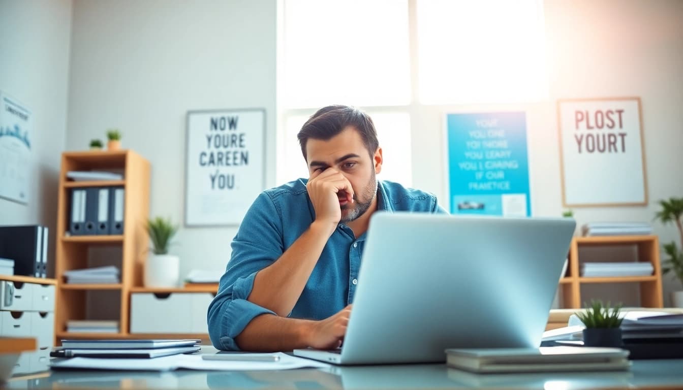How to find my perfect career option while contemplating in a serene office environment.