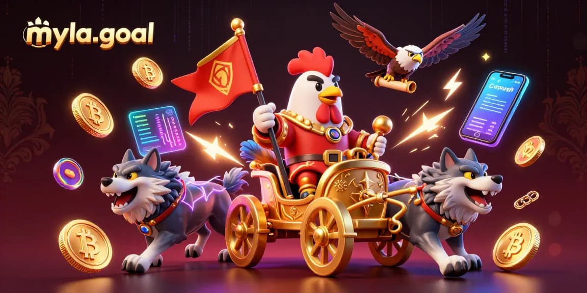 Engage with myla-goal as a rooster warlord leads daring crypto battles in a rich 3D landscape.