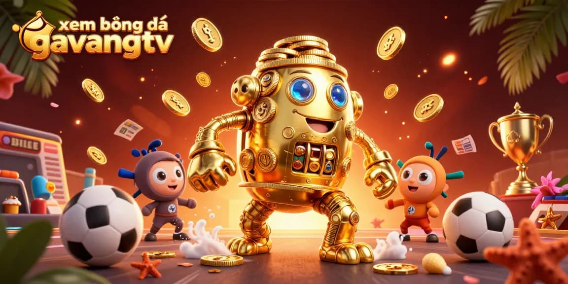 Engage in xem bóng đá gavangtv with this vibrant sports betting scene, featuring a golden golem and immersive elements.