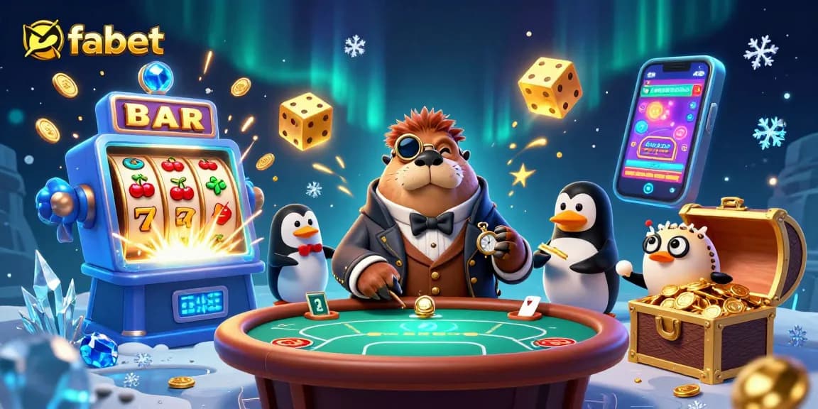 Experience fabet's thrilling underwater poker scene featuring a jolly walrus and a pufferfish bluffing.