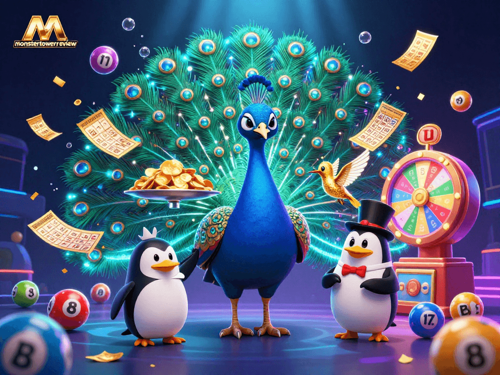 Experience the excitement of monstertowerreview with colorful lottery balls and vibrant gameplay elements.