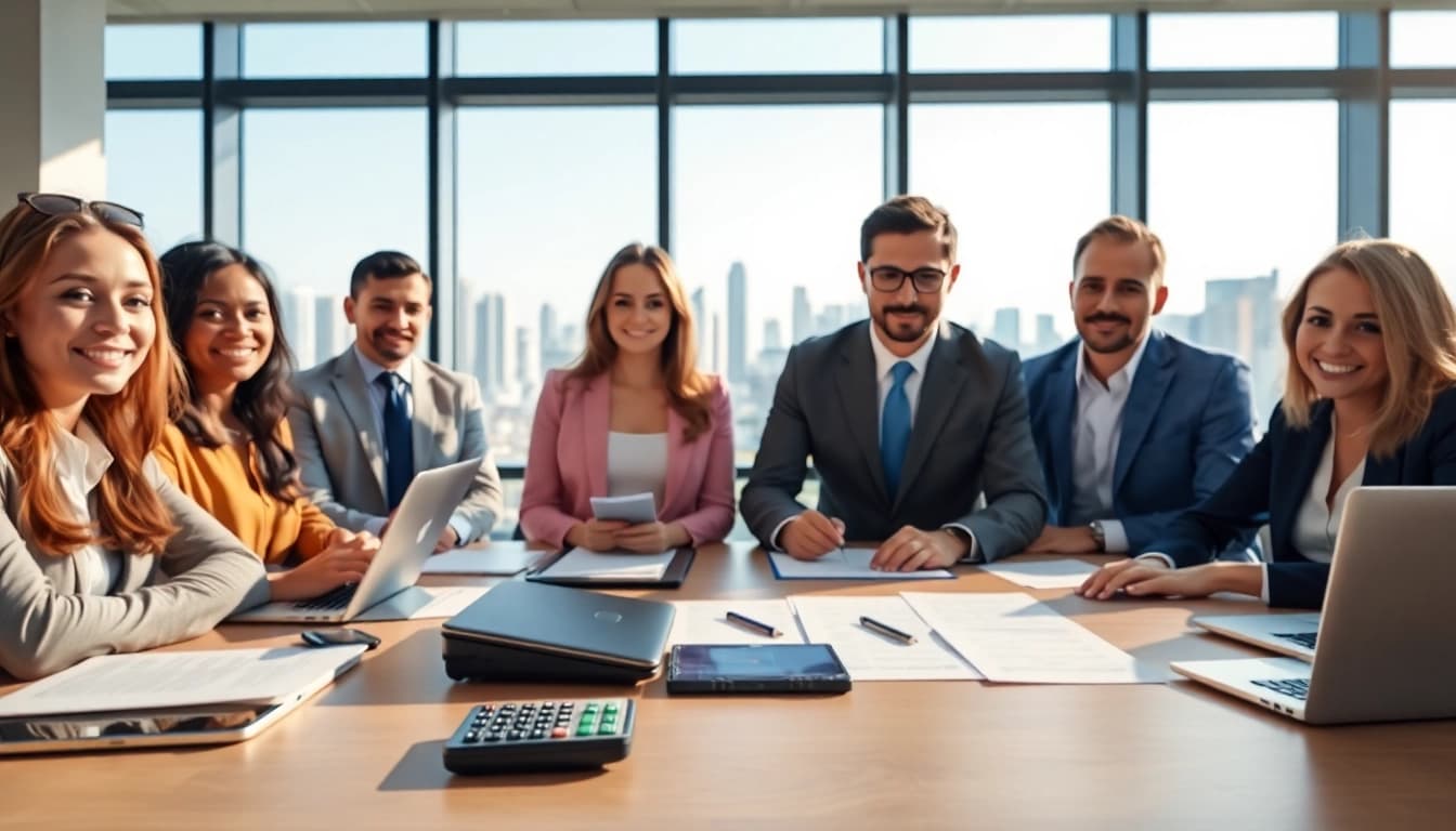 Clients engaging in multi-state title and escrow services in a professional office setting.
