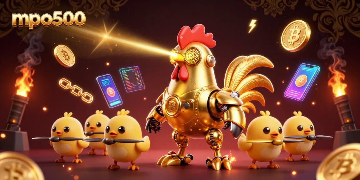 Engage with mpo500's thrilling gaming experience featuring dynamic crypto-themed elements.
