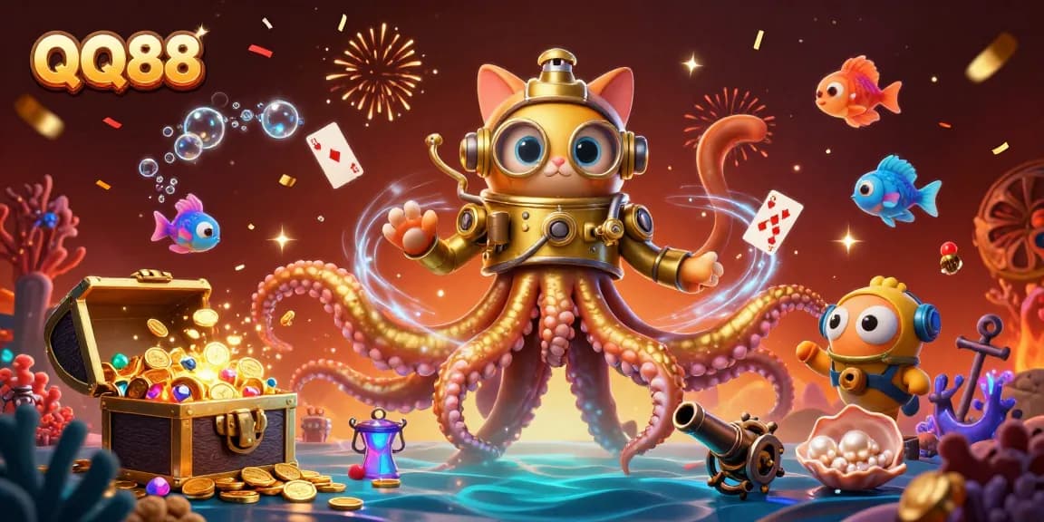 Win big at QQ88 with vibrant gaming fun from the treasure-rich ocean scene!