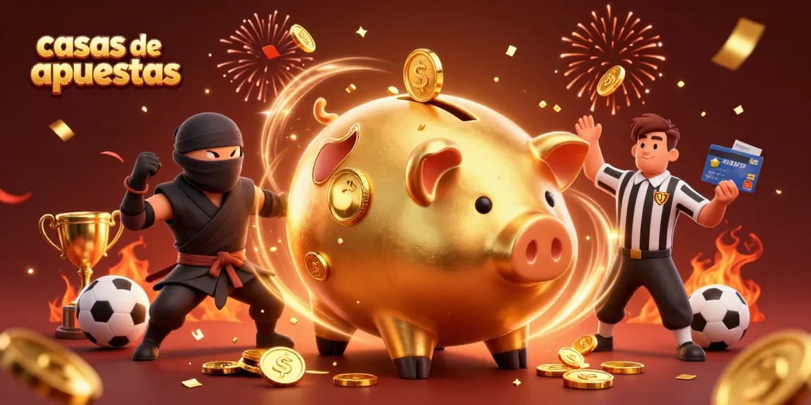 Apostar en casas de apuestas con una emocionante escena de un luchador sumo y un ninja en acción.