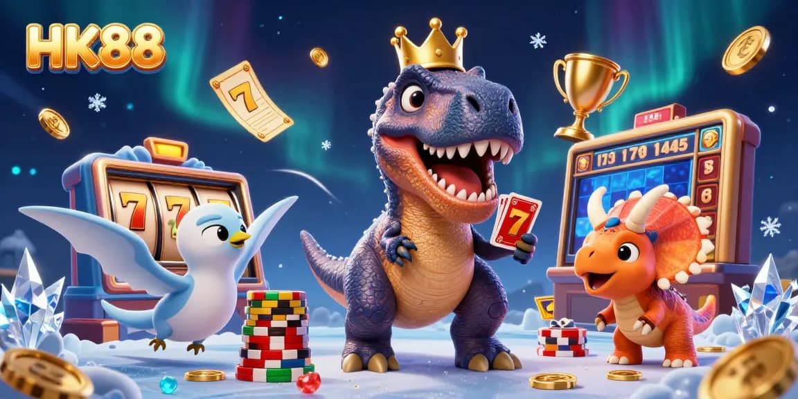 Play exciting games at HK88 with fun characters and vibrant casino elements in an illustrated scene.