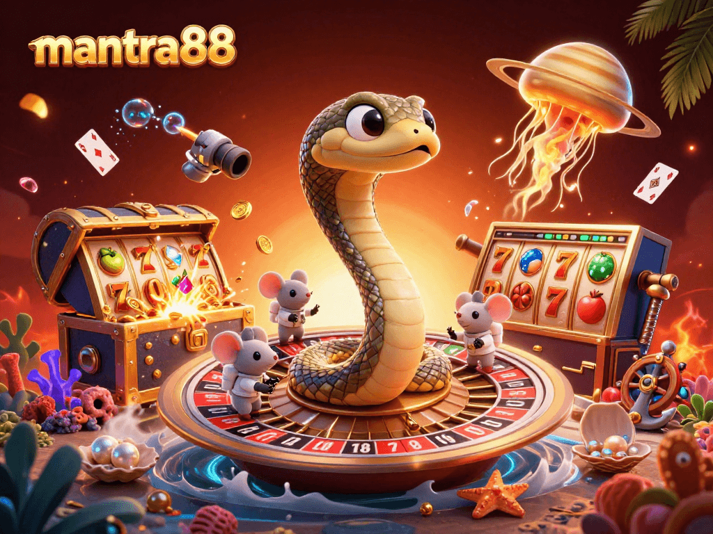 Experience thrilling gameplay at mantra88 with vibrant casino elements and engaging characters.
