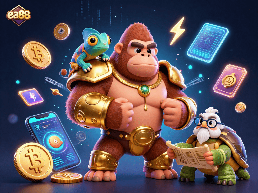 ea88 players exploring thrilling gambling adventures filled with vibrant characters and colorful coins