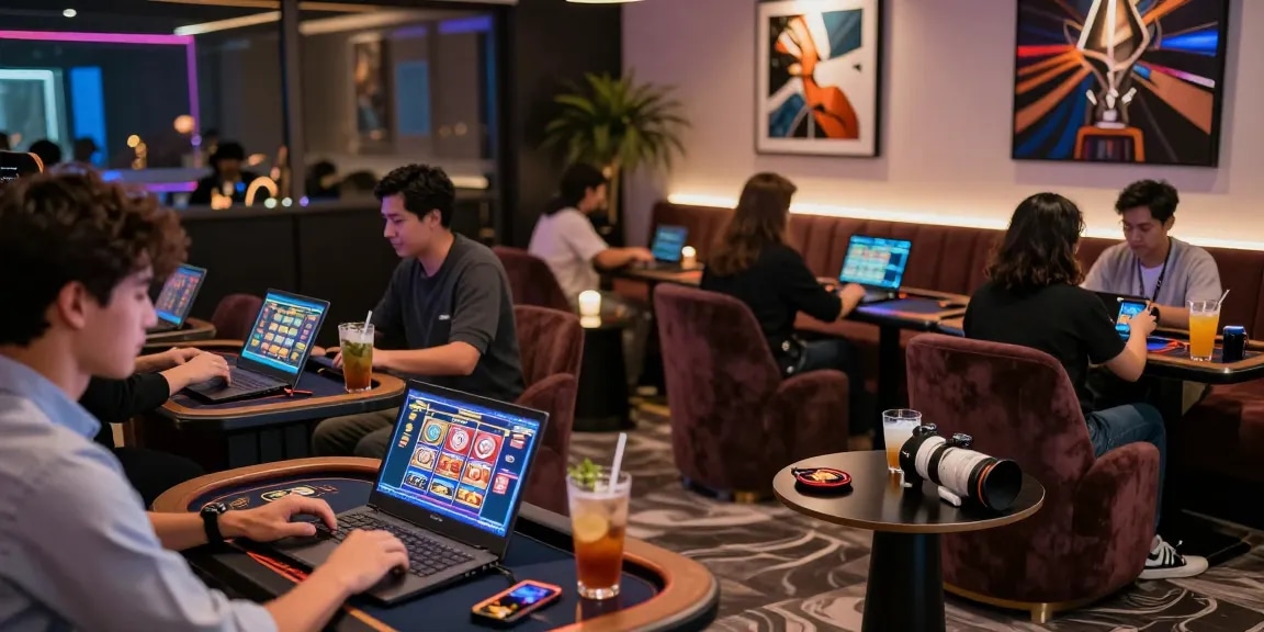 Pengalaman bermain LUXURY777 di lounge mewah dengan pemain menikmati permainan slot online