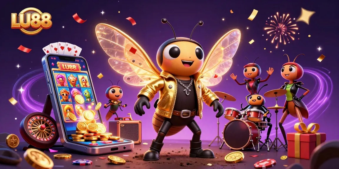 Experience LU88's thrilling energy with a rock star cicada and exciting casino games!