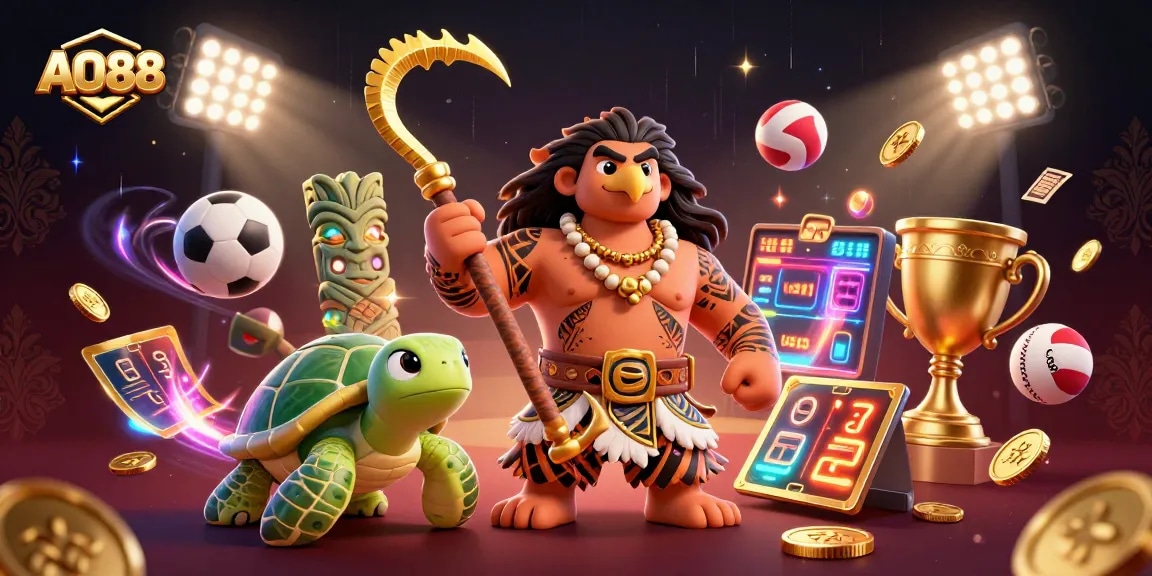 Experience thrilling gameplay at AO88 with vibrant casino elements and engaging characters.
