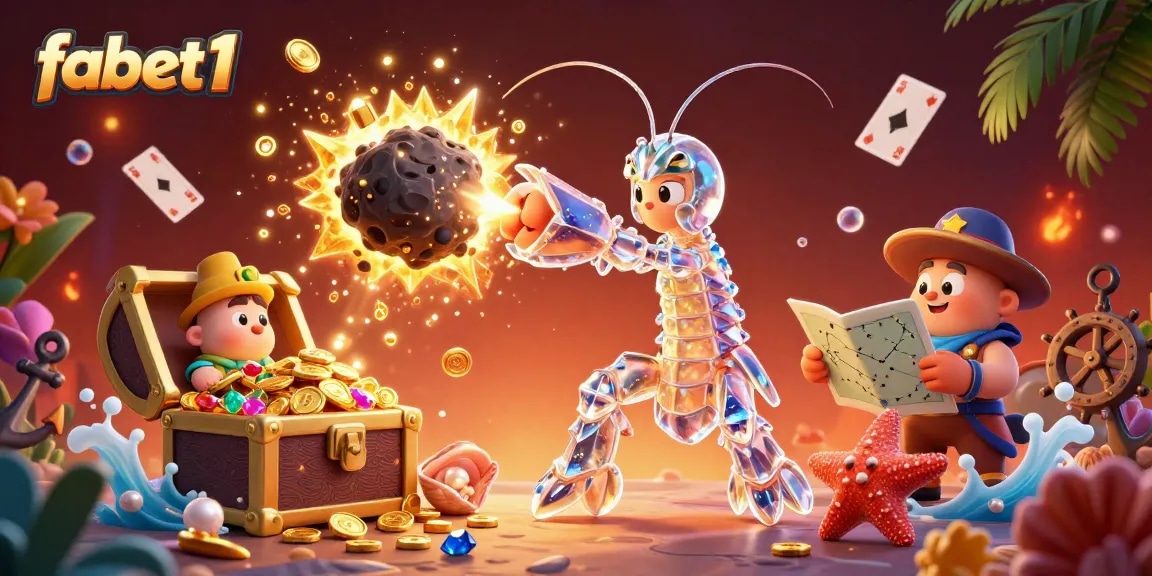 Engage with fabet1's exhilarating casino action as a cosmic mantis shrimp battles asteroids bursting with treasures.