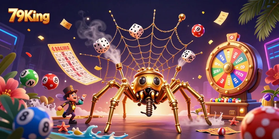 79King enhances the gaming experience with a dynamic scene of casino excitement featuring 3D characters and elements.