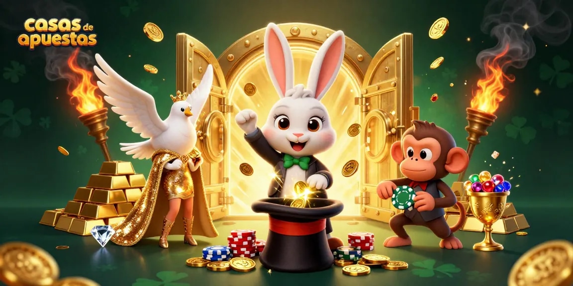 Ilumina tu experiencia en casas de apuestas al ver un conejo mago y un mono travieso.
