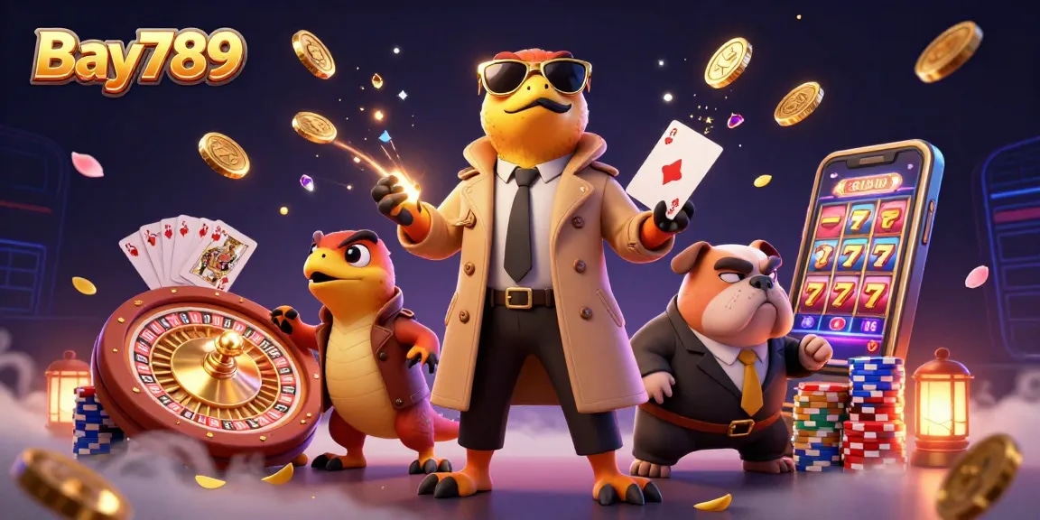 Experience Bay789 with three raptors amusingly attempting an entry into a VIP casino, amidst cascading gold coins.