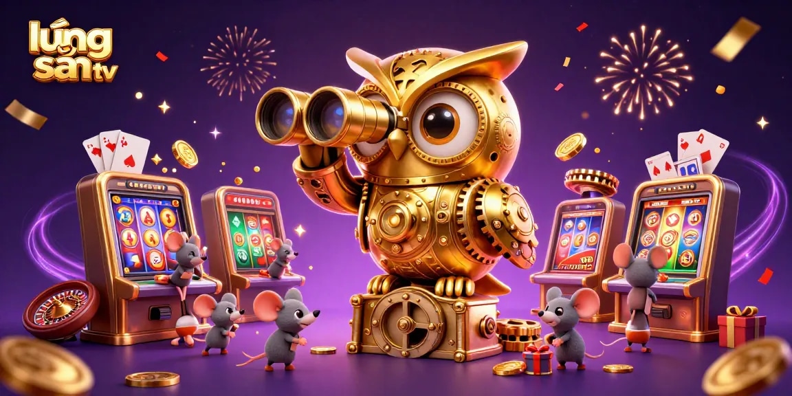 Experience the thrill of lương sơn tv with a vibrant casino scene featuring a golden owl and playful mice.