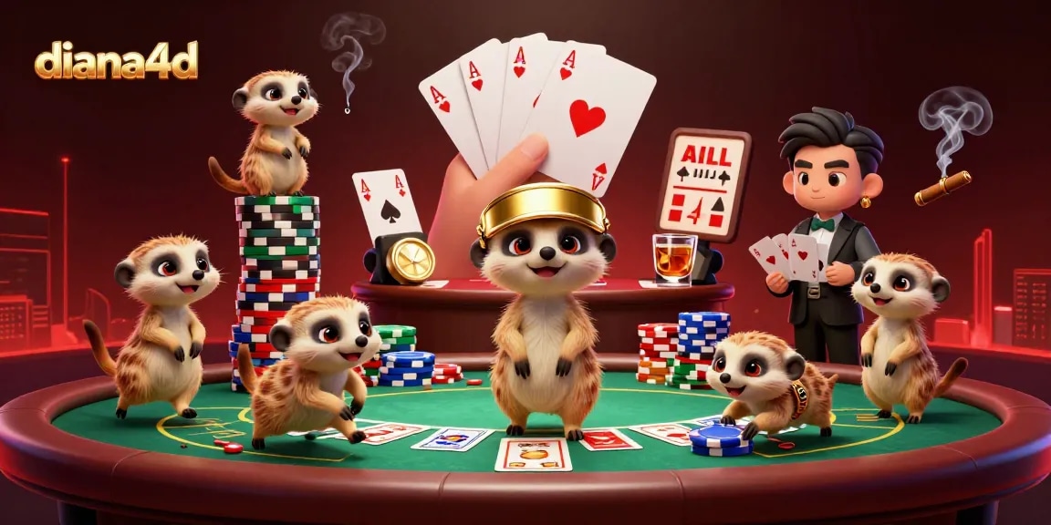 Experience the thrilling world of diana4d with meerkats managing a vibrant casino scene.