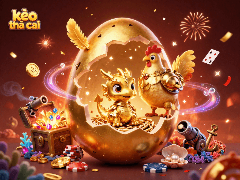 Bet on kèo nhà cái with golden dragon and poker chips in an exciting casino atmosphere