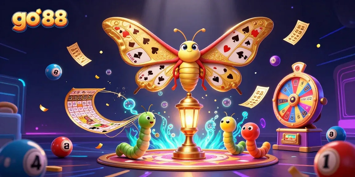 Explore exciting wins with go 88 as vibrant lottery balls spark joy in this animated casino scene.