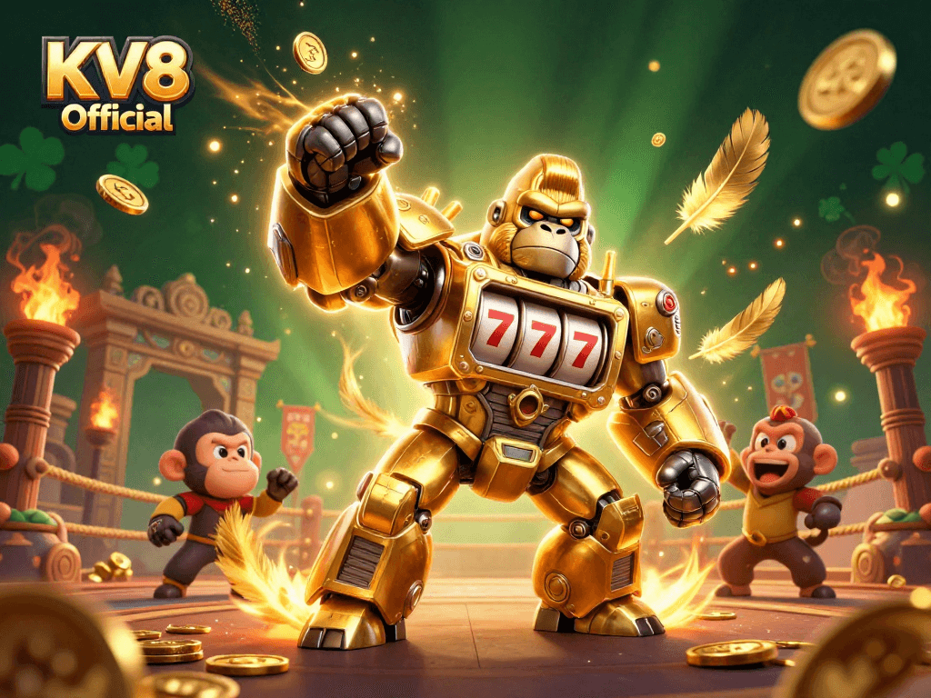 Experience thrilling gaming action with KV8 Official's vibrant 3D transformation and explosive visuals.