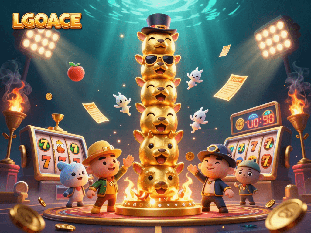 Experience thrilling jackpots at LGOACE with a dynamic 3D casino illustration full of excitement.