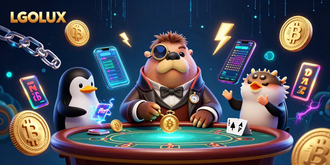 Experience slot gaming excitement at LGOLUX with a vibrant underwater poker scene and crypto elements.
