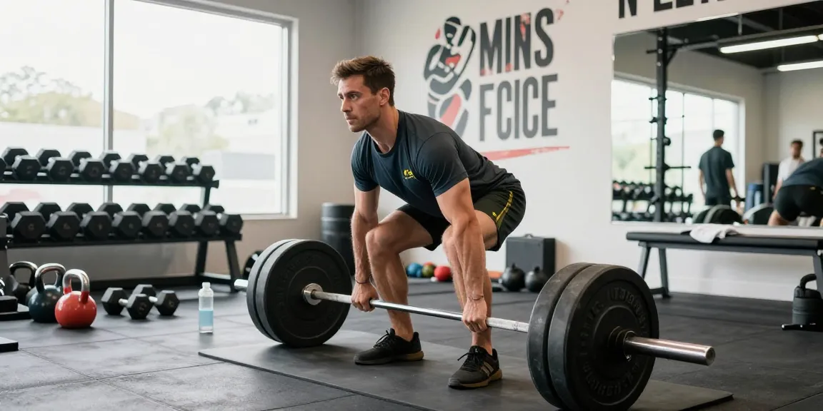 Gym wear men Australia displayed in a vibrant fitness studio during a deadlift session, showcasing powerful athleticism and focus.