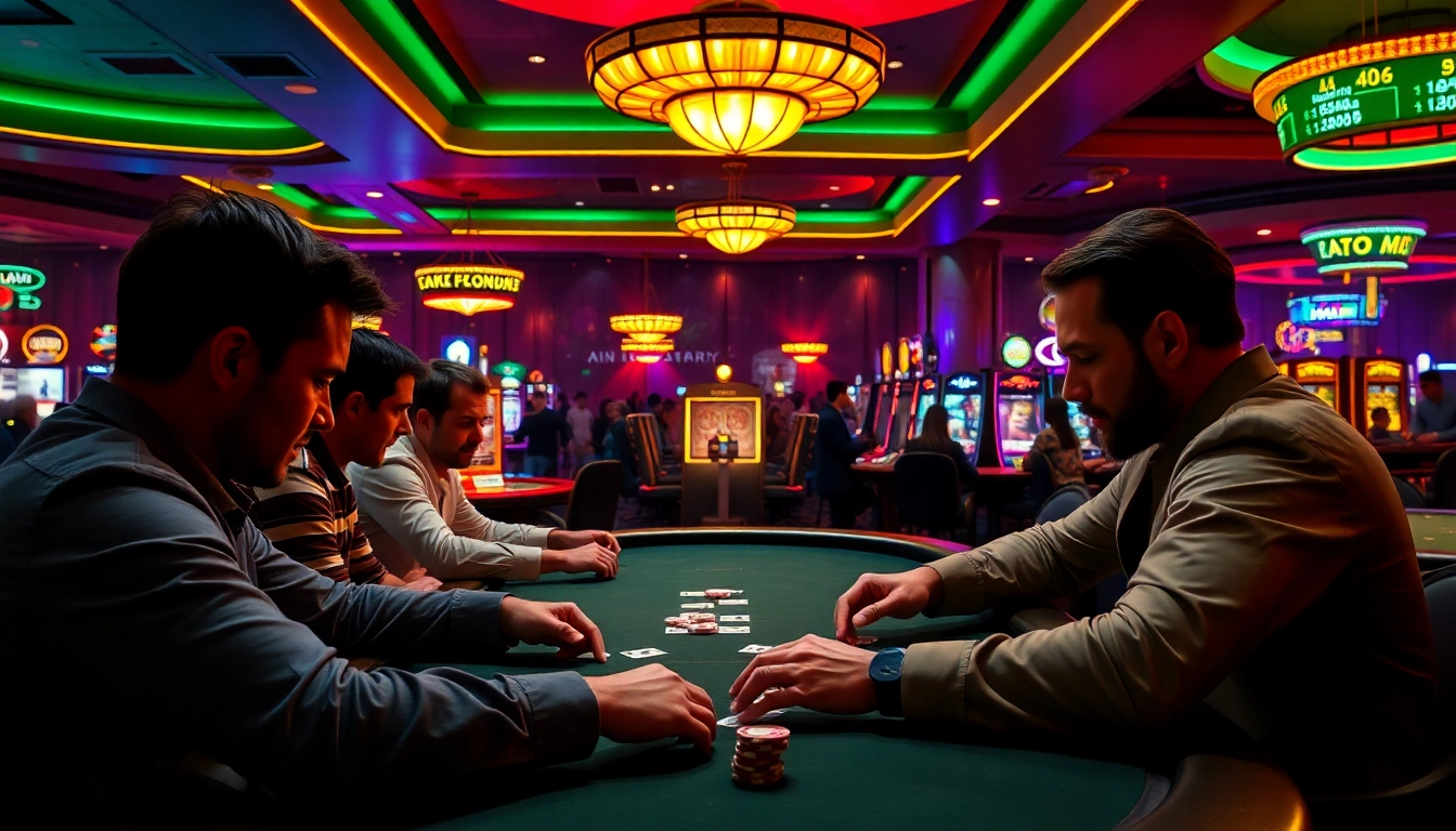 Mainkan dewartp di meja poker yang elegan dengan pencahayaan dramatis