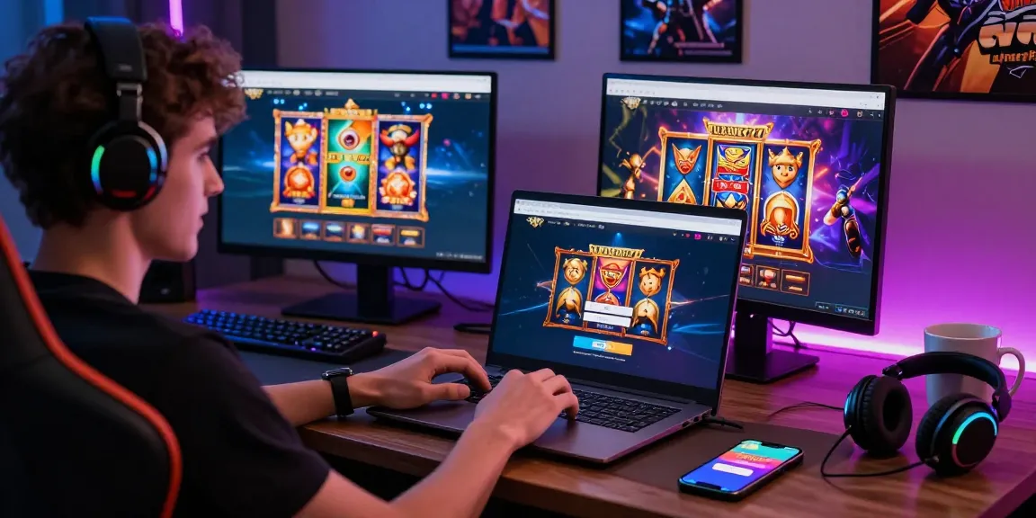 Proses Login LUXURY777 dengan pengguna menikmati permainan slot online di laptop yang stylish.