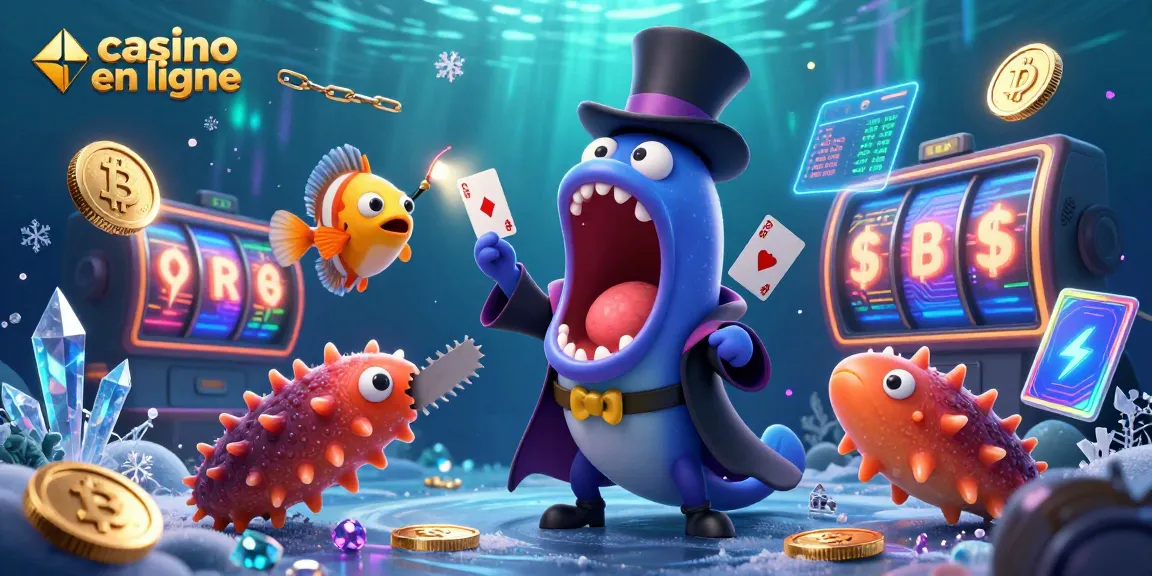 Jouer à un casino en ligne avec une poisson-lanterne, une anguille et un concombre de mer en scène magique.