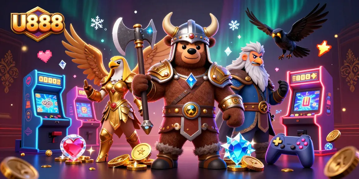 U888 offers a vibrant 3D casino scene featuring iconic characters and arcade elements, enhancing the betting experience.