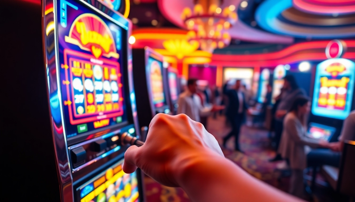 Menang besar pada slot maxwin dengan mesin slot berkilau dan pemain bersemangat.