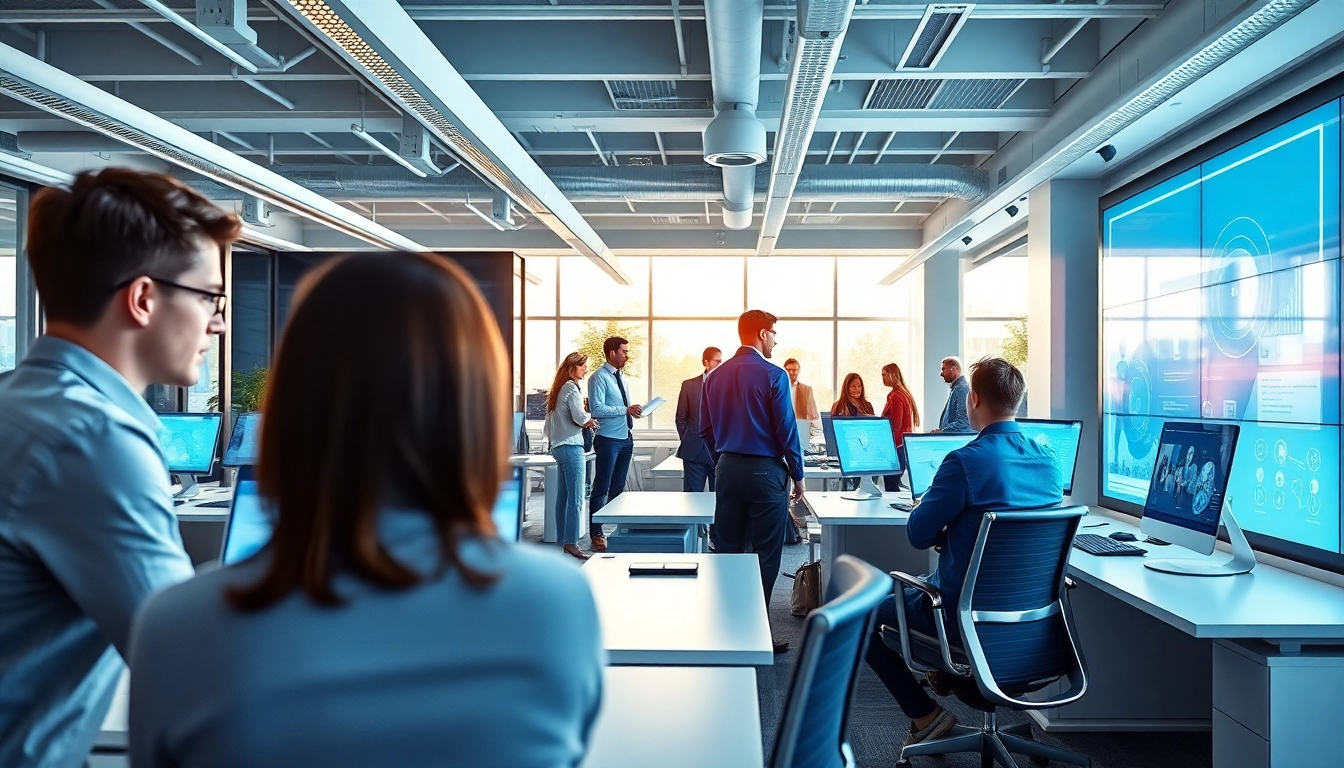 Implementing Manchester communication systems in a high-tech office environment with collaborative professionals.