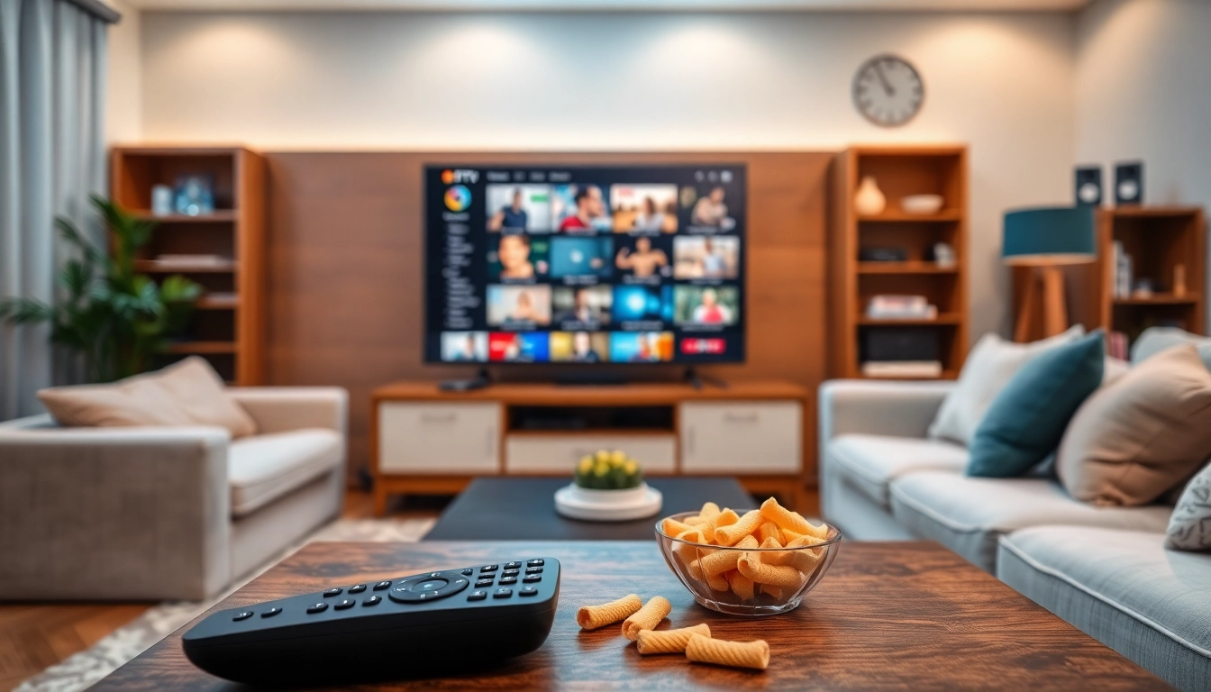 Experience free trial iptv with a modern streaming setup in a cozy living room.