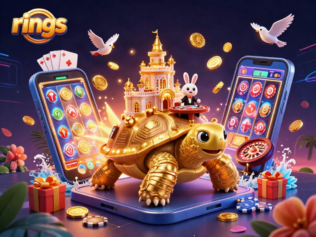 Engage with exciting rings gameplay surrounded by vibrant casino-themed elements.