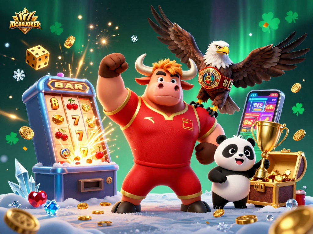Experience thrilling wins with IDC88JOKER's vibrant casino scene featuring dynamic characters and exciting gameplay elements.