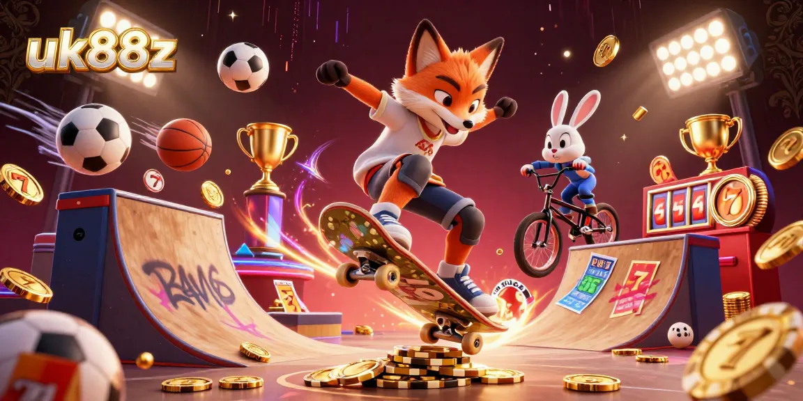 Experience thrilling gaming excitement at uk88z with vibrant casino-themed illustration showcasing energetic characters and dynamic elements.